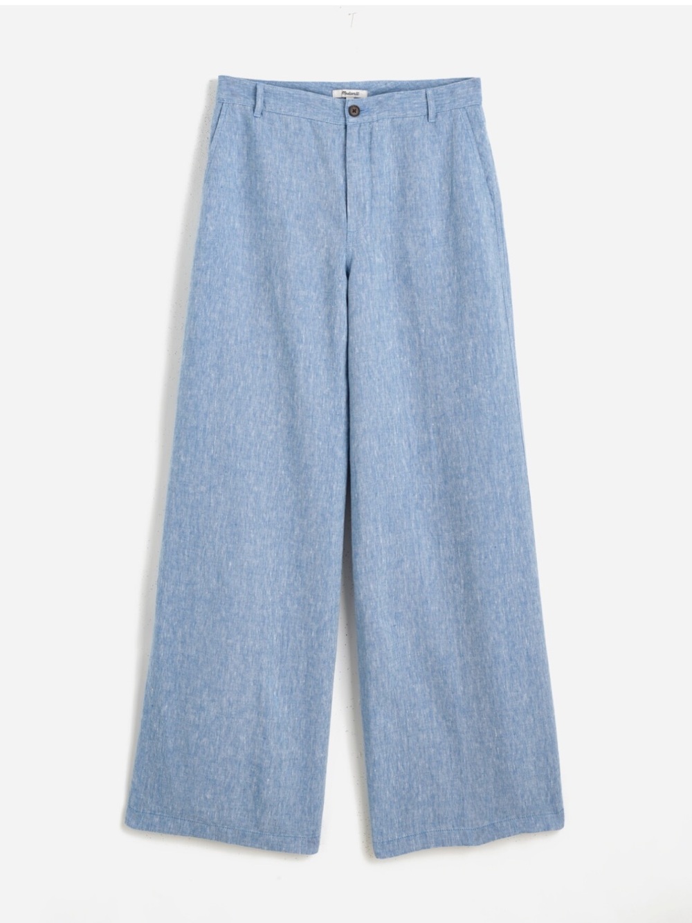 Madewell Blue Chambray Linen Wide-Leg Pant High Rise NEW